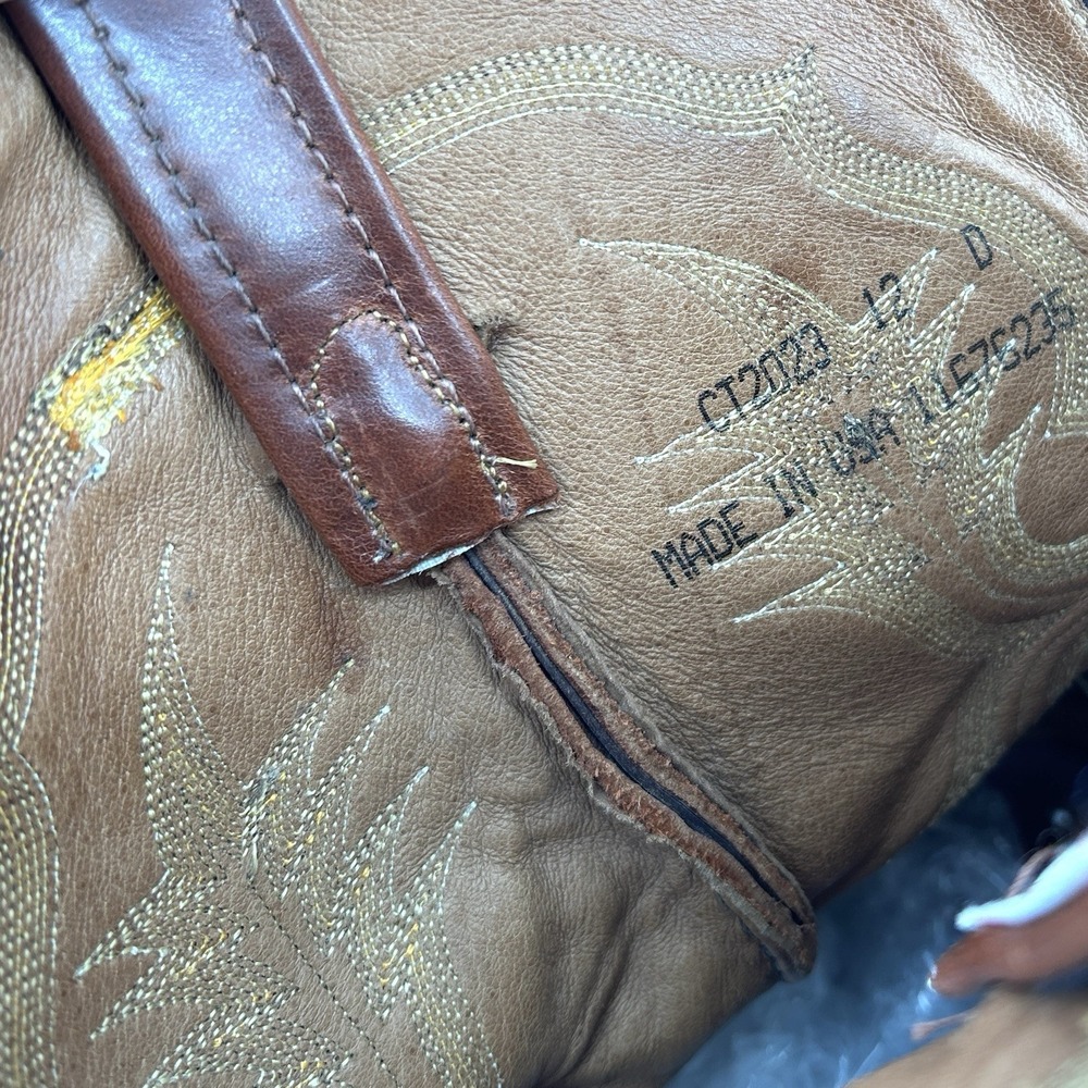 Tony Lama Leather Western Cowboy Boots Mens 12 Brown Rodeo Concert Ranch Work - Picture 7 of 16